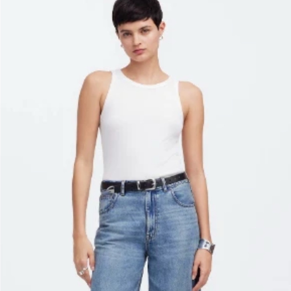 NWT Madewell high neck cotton white tank top size XS